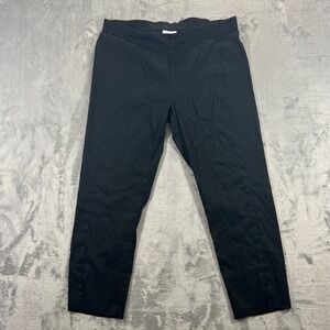 J.JILL Linen Stretch Pants Womens M Black Pull On Split Hem WPT150741